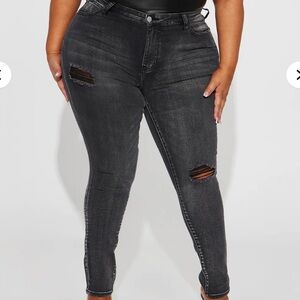 Fashion Nova Women's Distressed Black Jeans